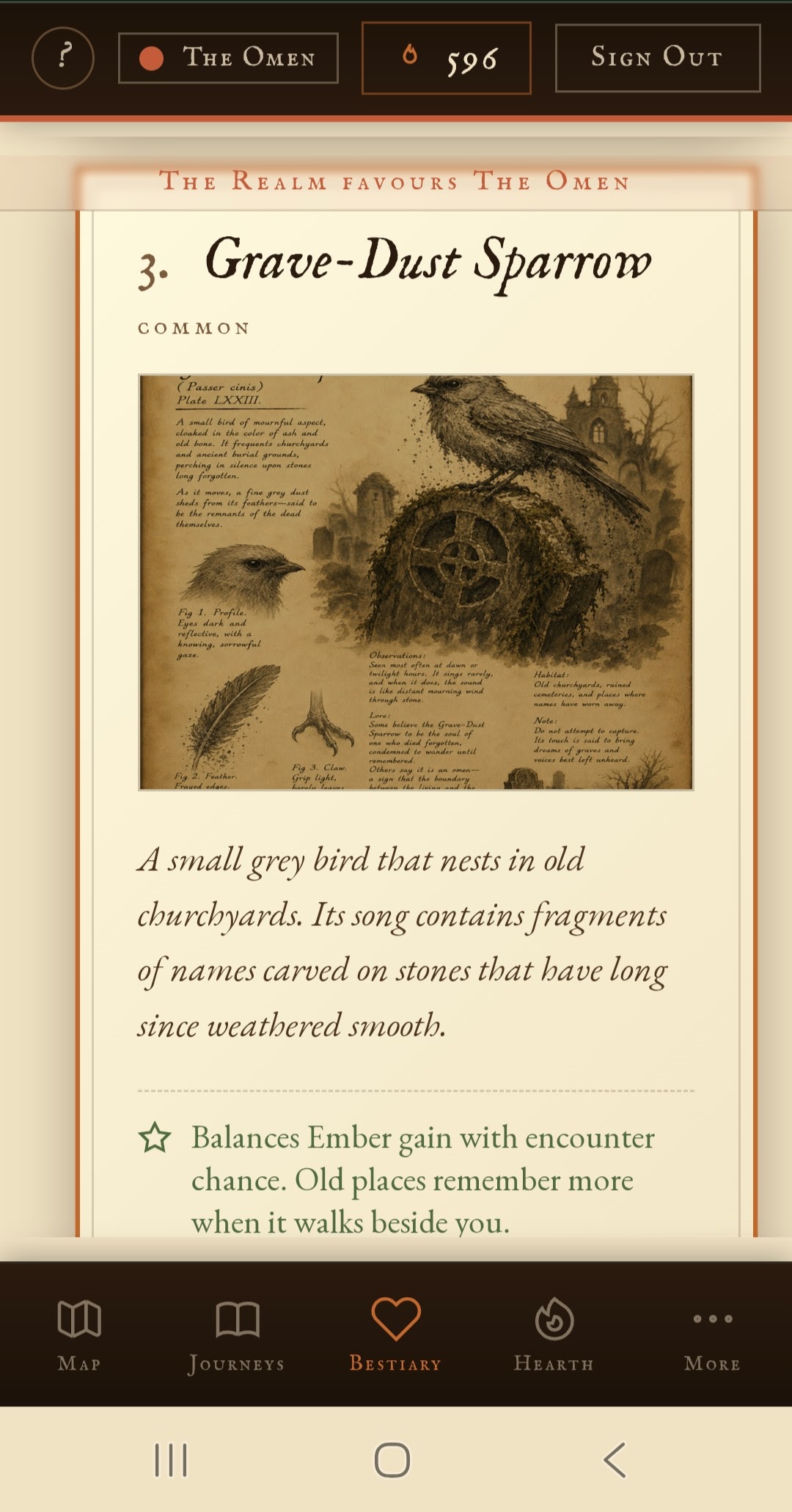 The Hidden Realm creature discovery screen