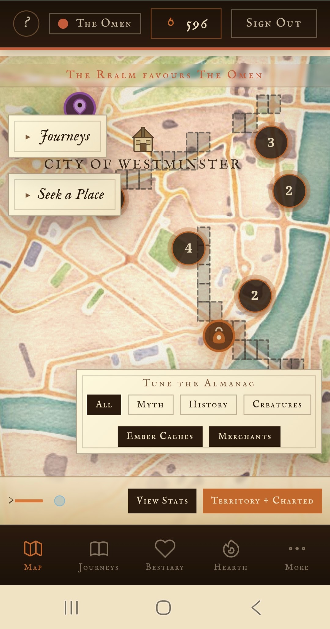 The Hidden Realm territory and Ward screen
